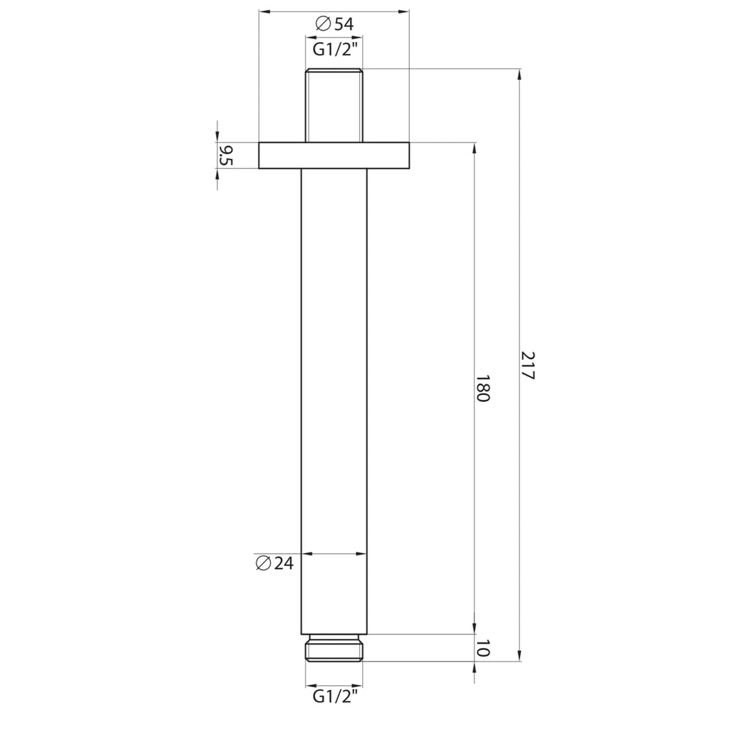 FR-444 - Forge Collection Round Matt Black Shower Ceiling Arm image