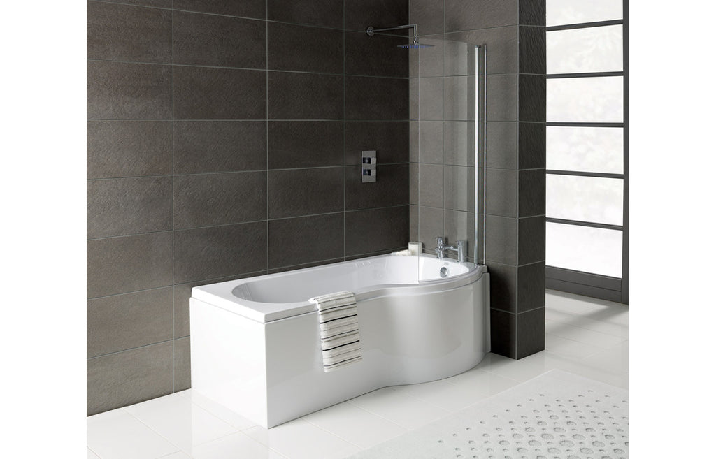 HOTT2957 - P-Shape 1700x700-850x410mm 0TH Shower Bath Panel & Screen (RH) image