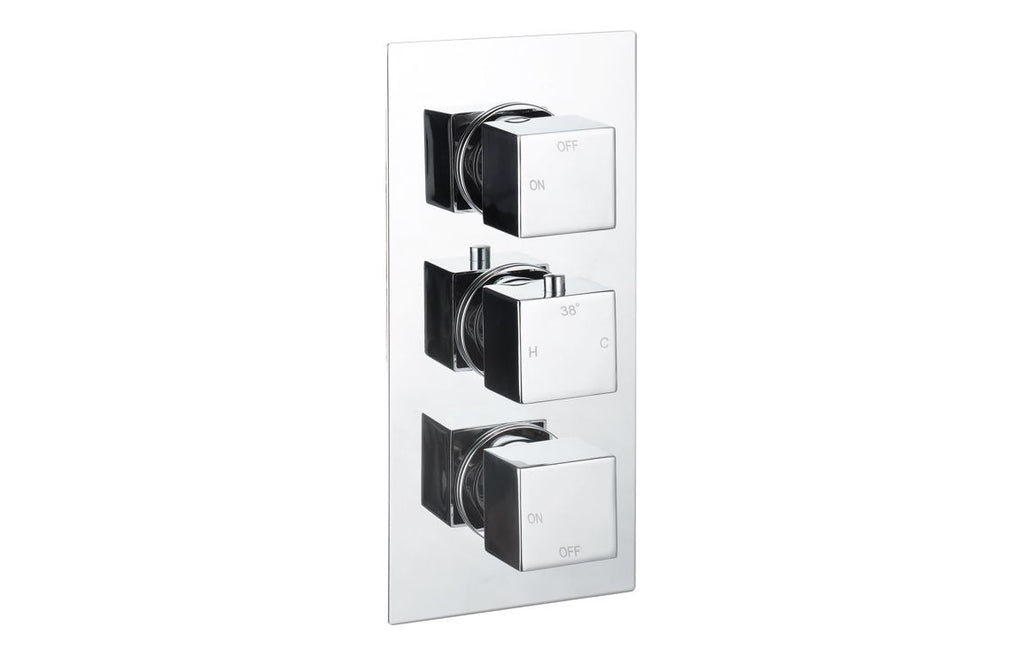 HOTT105845 - Cubica Thermostatic Two Outlet Triple Shower Valve - Chrome image