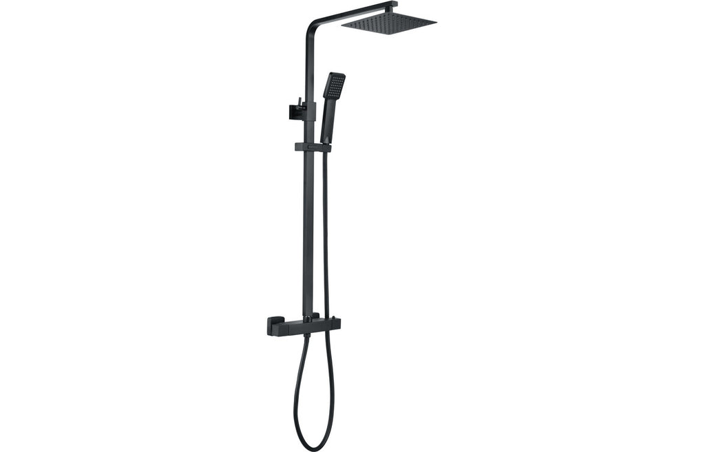 HOTT111609 - Square Thermostatic Bar Mixer w/Riser Kit - Matt Black image