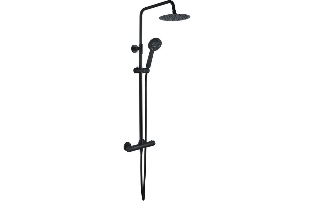 HOTT111606 - Round Thermostatic Bar Mixer w/Riser Kit - Matt Black image