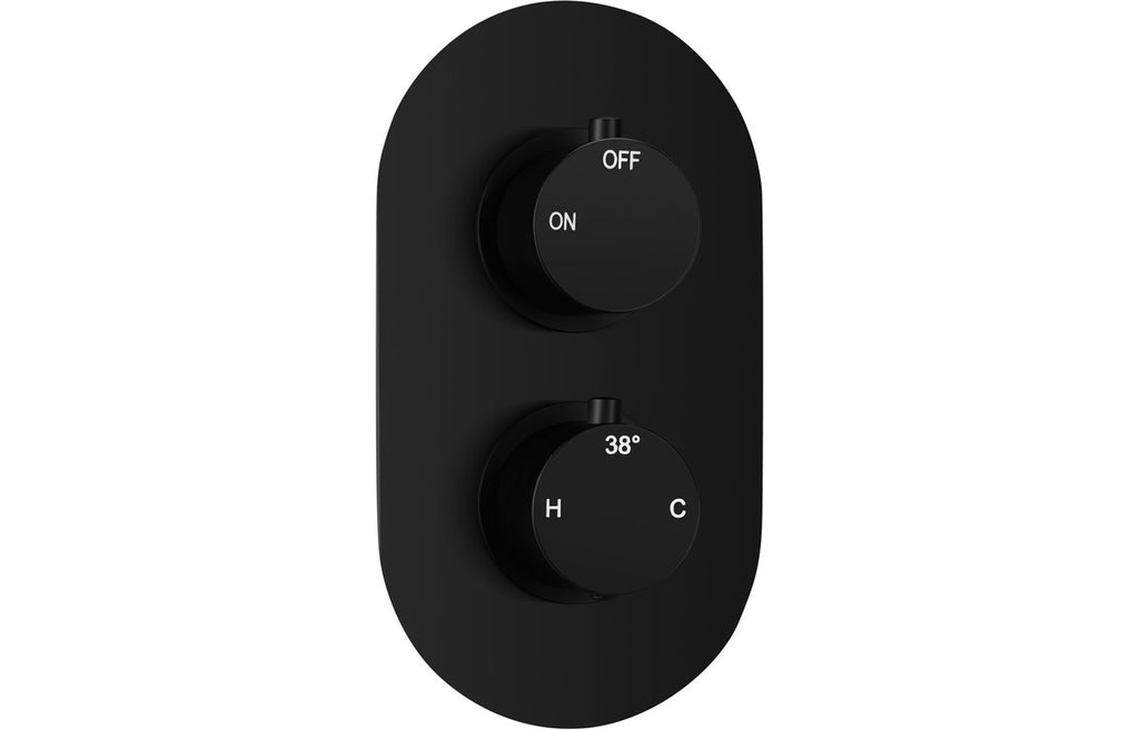 HOTT106795 - Renosa Thermostatic Single Outlet Twin Shower Valve - Matt Black image