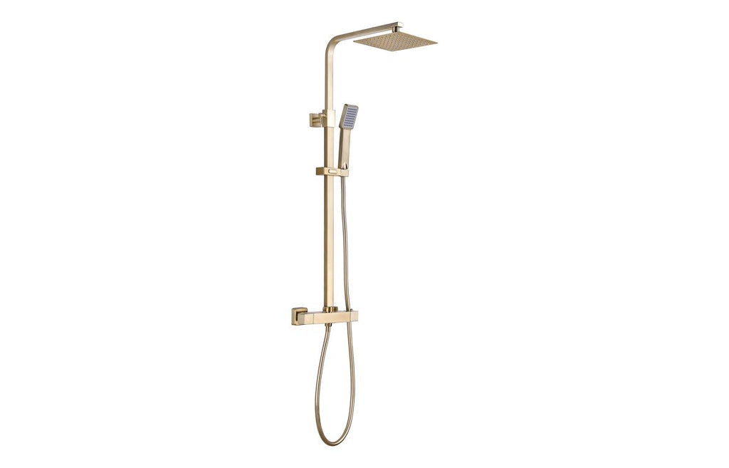 HOTT111610 - Square Thermostatic Bar Mixer w/Riser Kit - Brushed Brass image
