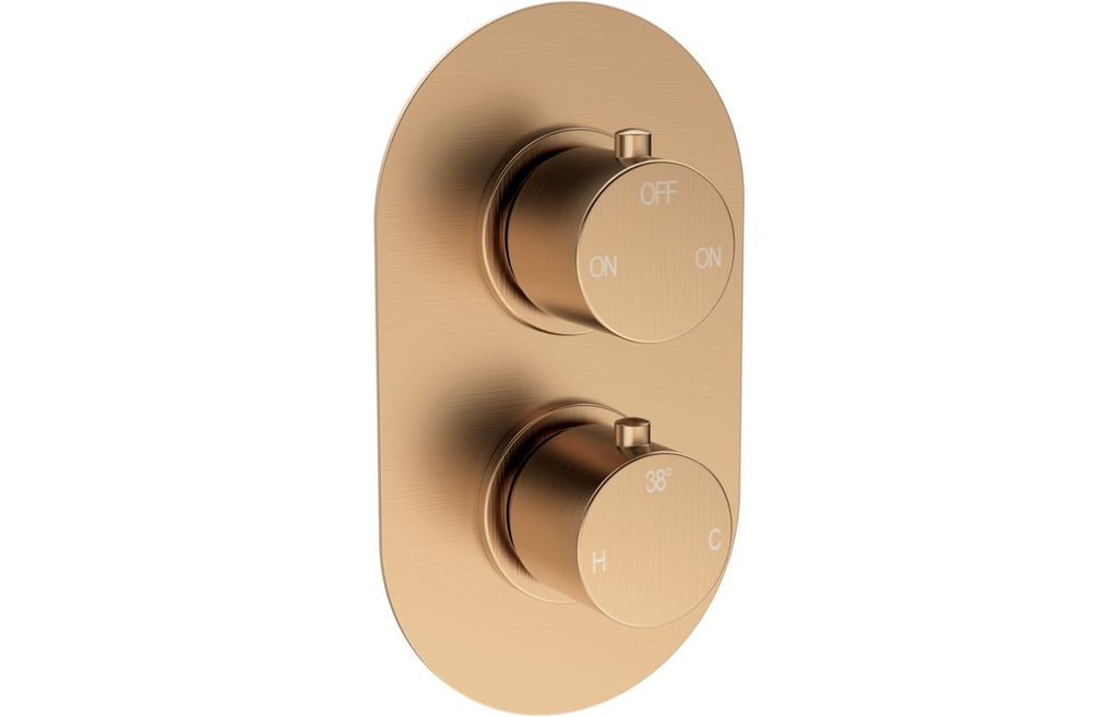 HOTT111563 - Renosa Thermostatic Two Outlet Twin Shower Valve - Brushed Bronze image