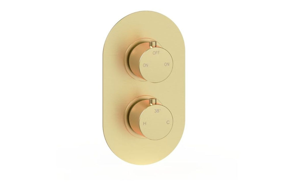 HOTT111560 - Renosa Thermostatic Two Outlet Twin Shower Valve - Brushed Brass image