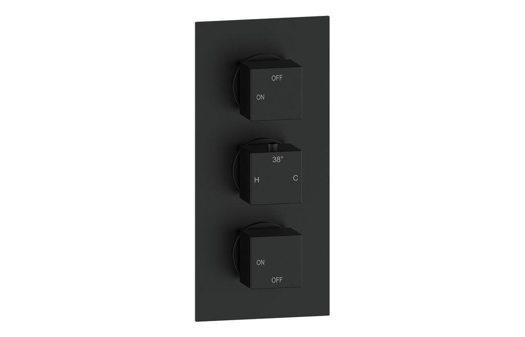HOTT116255 - Cubica Thermostatic Two Outlet Triple Shower Valve - Matt Black image