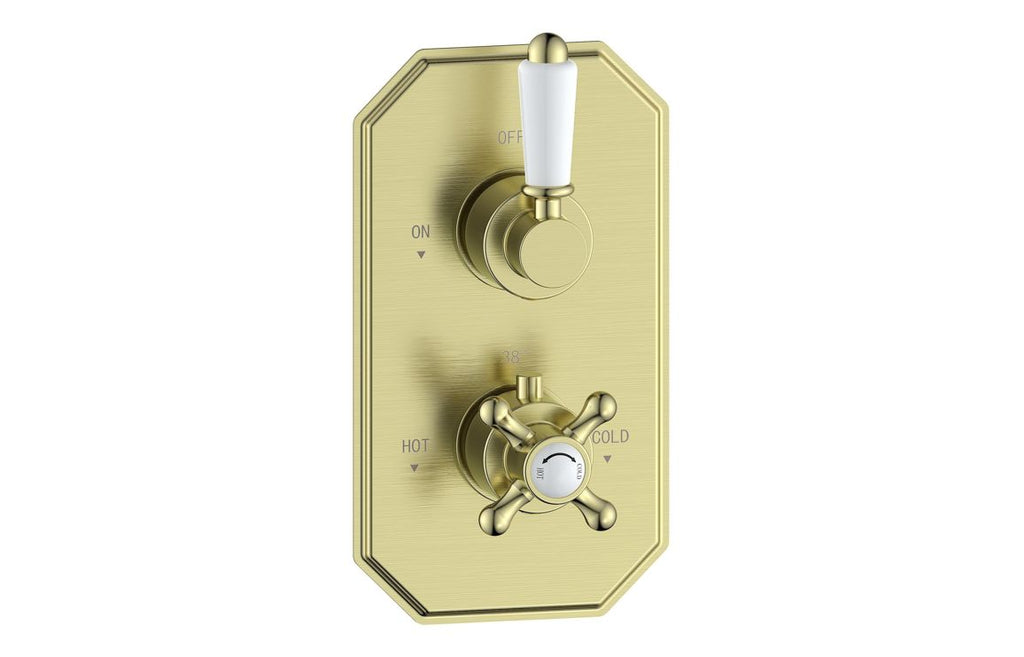 HOTT116274 - Jelsi Traditional Lever Thermostatic Single Outlet Shower Valve - Brushed Brass image