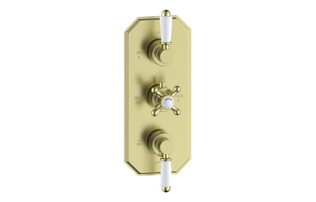 HOTT116275 - Jelsi Traditional Lever Thermostatic Two Outlet Shower Valve - Brushed Brass image