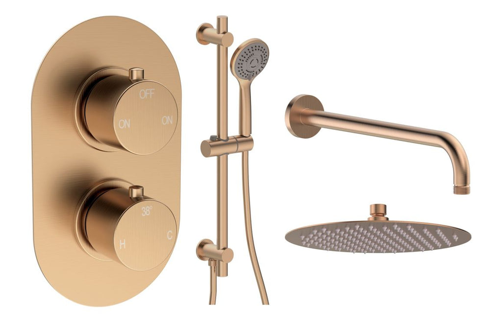 HOTT111590 - Renosa Round Shower Valve & Kit Pack 3 - Brushed Bronze image