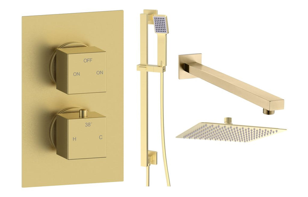 HOTT111601 - Cubica Square Shower Valve & Kit Pack 3 - Brushed Brass image
