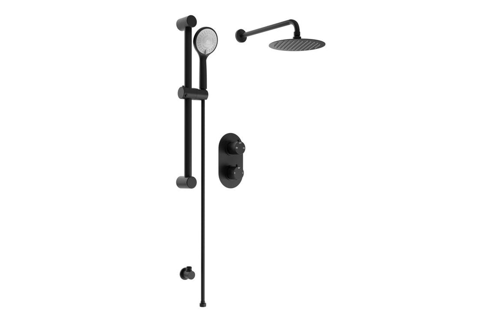 HOTT116278 - Shower Rail with Round 3 Mode Handset - Matt Black image