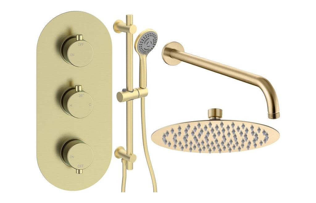 HOTT116247 - Renosa Round Shower Valve & Kit Pack 3 - Brushed Brass image