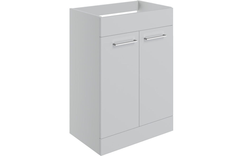 HOTT106916 - Genoa 590mm Floor Standing 2 Door Basin Unit (No Top) - Grey Gloss image