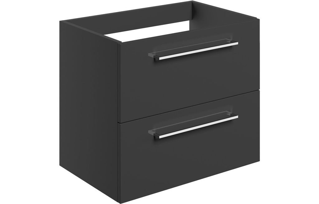 HOTT106920 - Genoa 590mm Wall Hung 2 Drawer Basin Unit (No Top) - Anthracite Gloss image