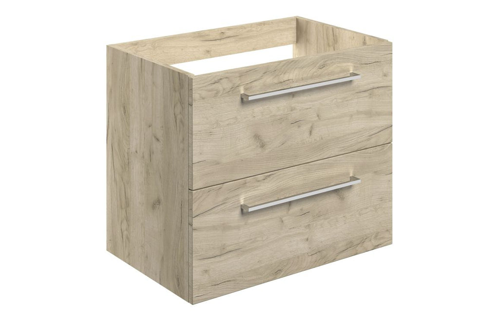 HOTT107493 - Genoa 590mm Wall Hung 2 Drawer Basin Unit (No Top) - Oak image