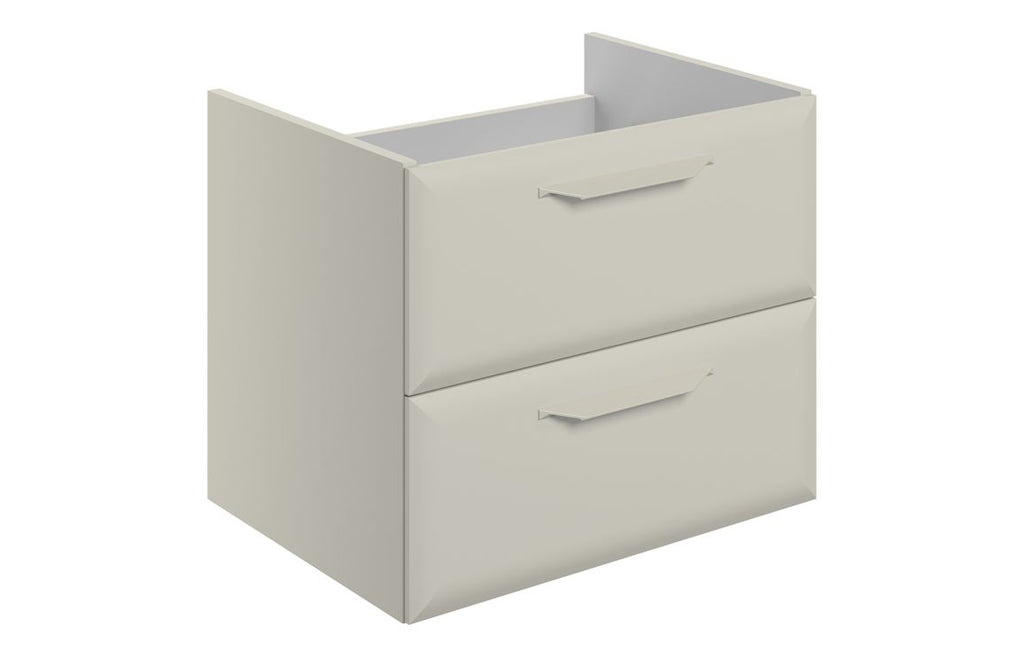 HOTT116101 - Kikio 600mm Wall Hung 2 Drawer Basin Unit (No Top) - Matt Latte image