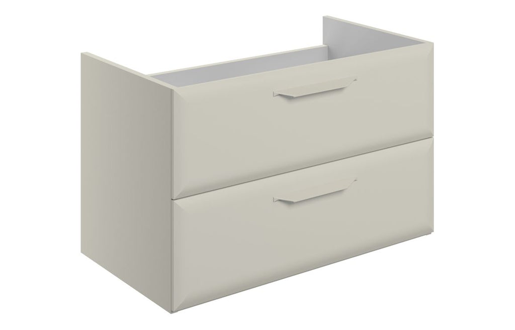 HOTT116129 - Kikio 795mm Wall Hung 2 Drawer Basin Unit (No Top) - Matt Latte image