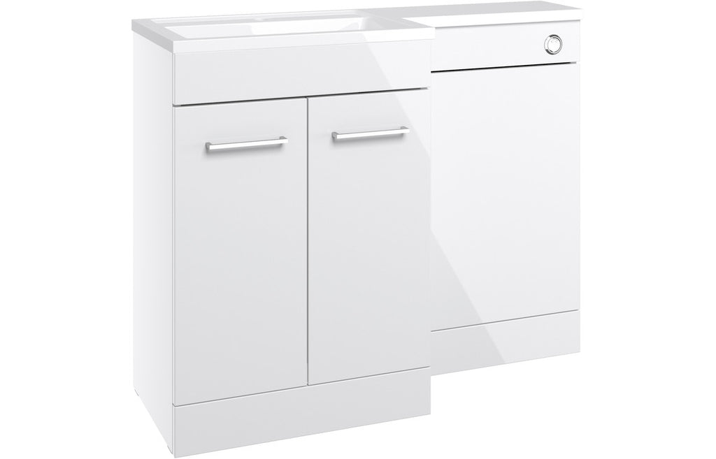 HOTT111676 - Venice 1000mm F/S L-Shape Pack & Basin (RH) - White Gloss image