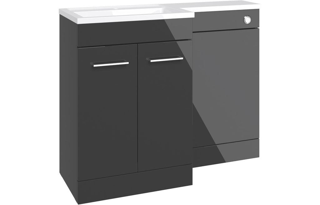 HOTT111681 - Venice 1000mm F/S L-Shape Pack & Basin (LH) - Anthracite Gloss image