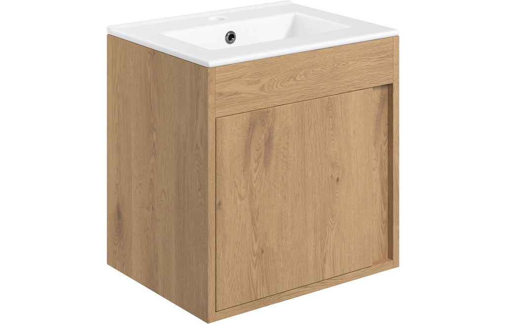 HOTT105314 - Livorno 510mm Wall Hung Unit Inc. Basin - Seville Oak image