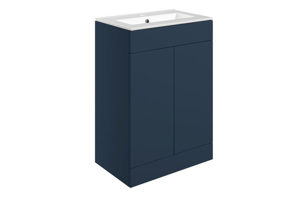 HOTT106988 - Romori 610mm Floor Standing 2 Door Basin Unit & 1TH Basin - Matt Deep Blue image