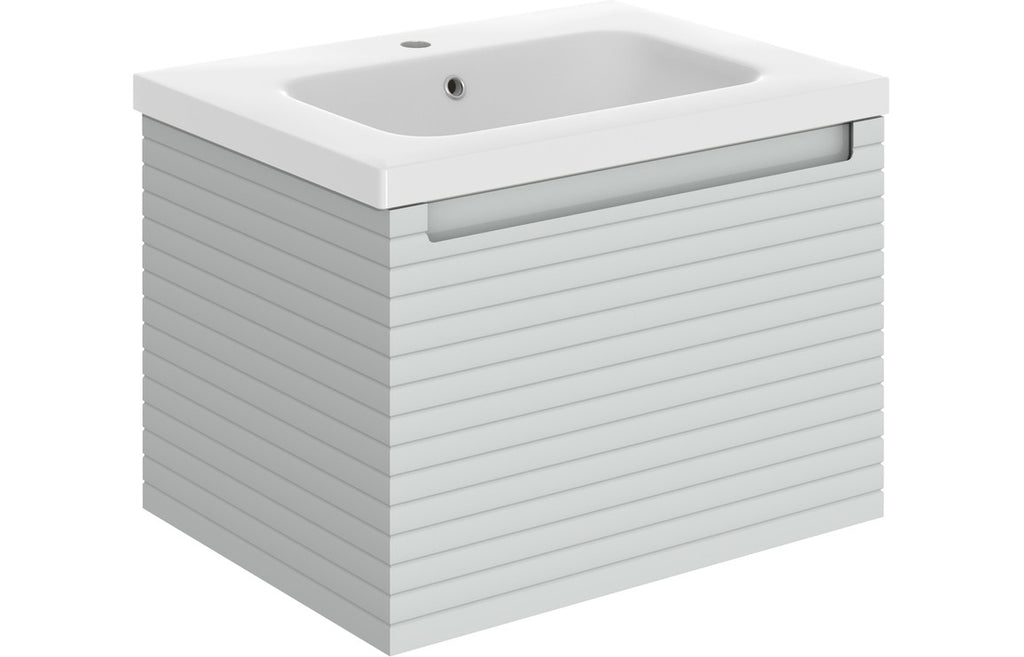 HOTT106934 - Laurie 615mm Wall Hung 1 Drawer Basin Unit & 1TH Basin - Matt Mineral Grey image