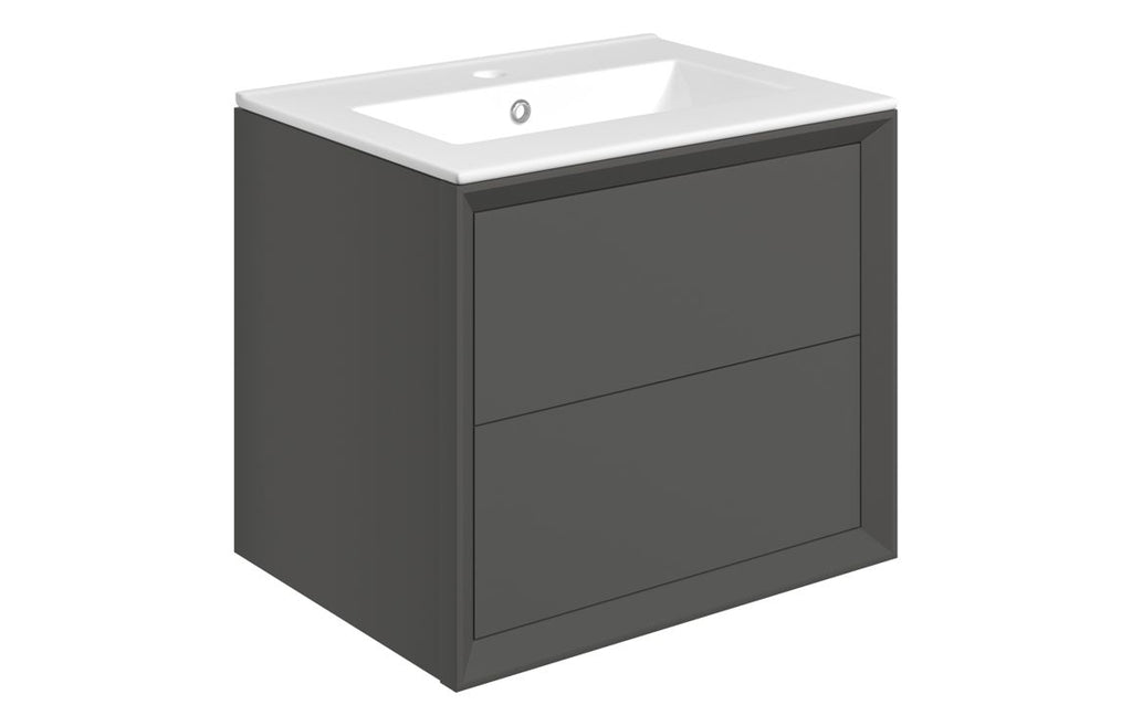 HOTT108464 - Stance 615mm Wall Hung 2 Drawer Basin Unit & 1TH Thin Edge Basin - Matt Clay image