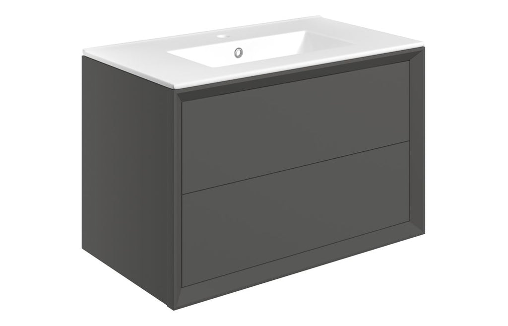 HOTT108467 - Stance 815mm Wall Hung 2 Drawer Basin Unit & 1TH Thin Edge Basin - Matt Clay image