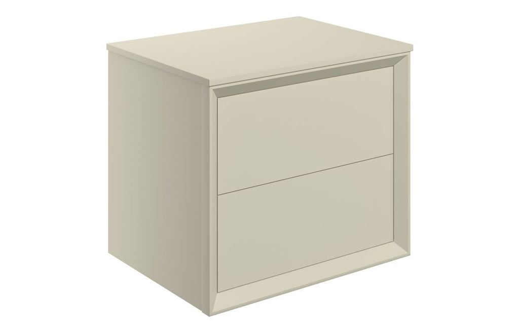 HOTT108469 - Stance 600mm Wall Hung 2 Drawer Basin Unit & Top - Matt Cotton image