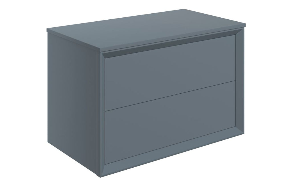 HOTT108474 - Stance 800mm Wall Hung 2 Drawer Basin Unit & Top - Matt Storm Blue image