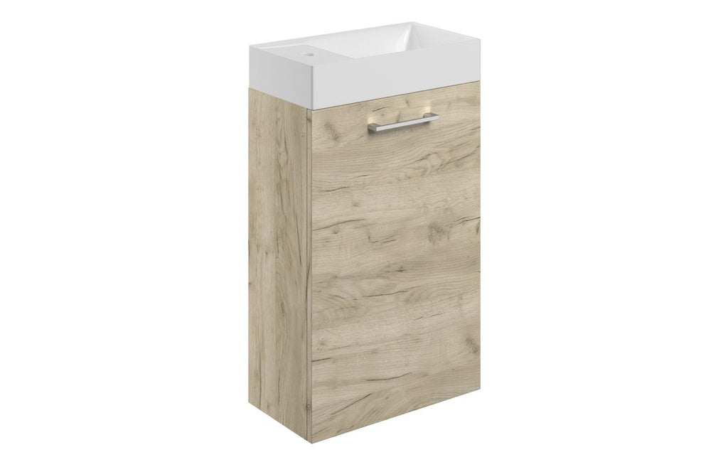 HOTT107489 - Genoa 410mm Wall Hung 1 Door Basin Unit & 1TH Basin - Oak image