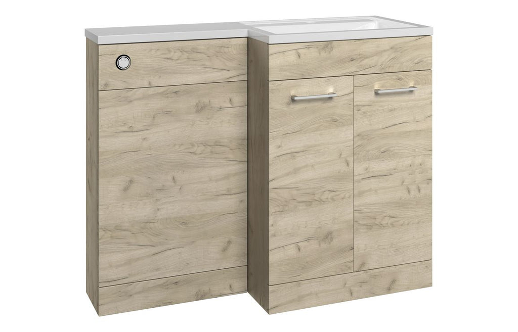 HOTT111685 - Venice 1000mm F/S L-Shape Pack & Basin (RH) - Oak image
