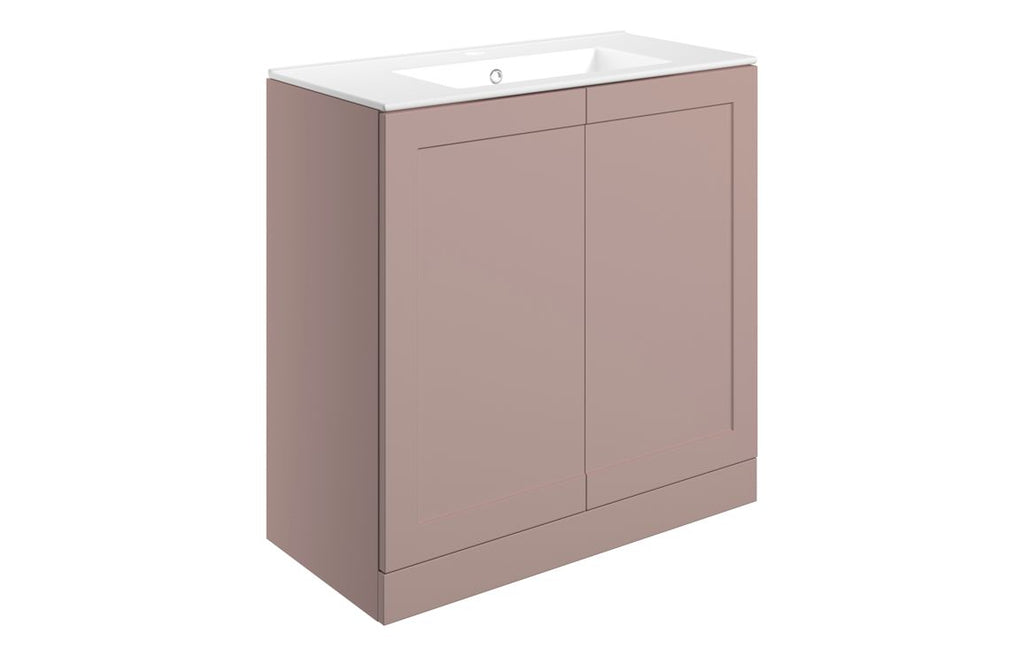 HOTT108519 - Jackson 815mm Floor Standing 2 Door Basin Unit & Basin - Matt Peony image