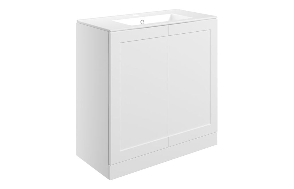 HOTT108520 - Jackson 815mm Floor Standing 2 Door Basin Unit & Basin - Matt White image