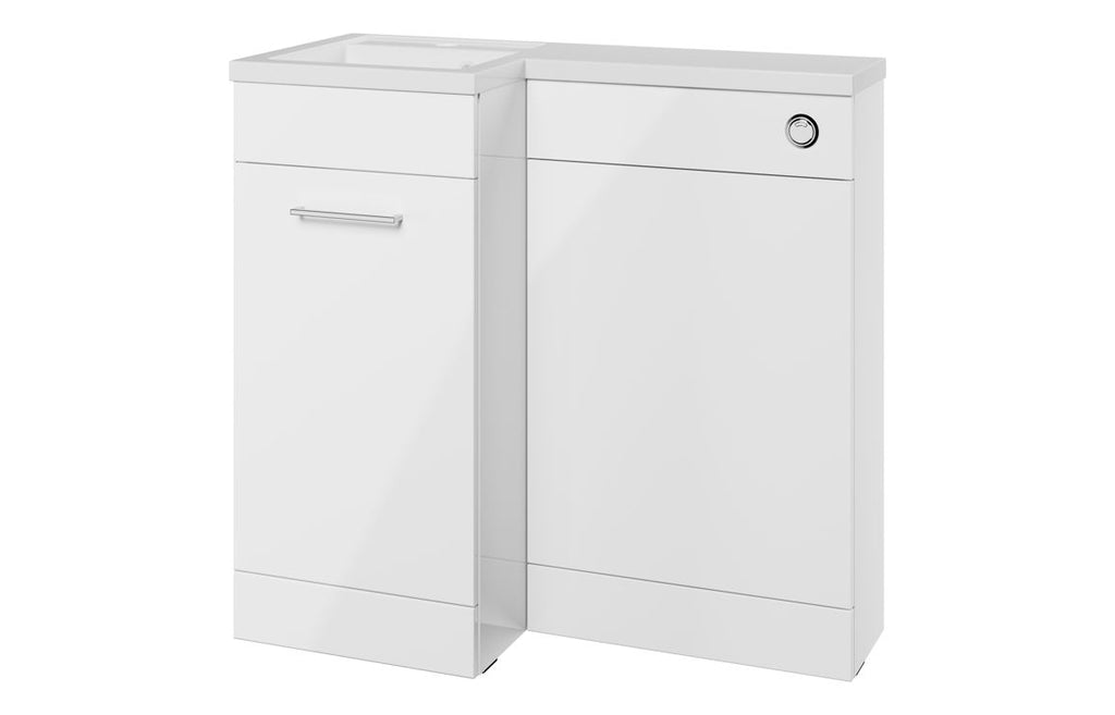 HOTT111687 - Venice 900mm F/S L-Shape Pack & Basin (LH) - White Gloss image