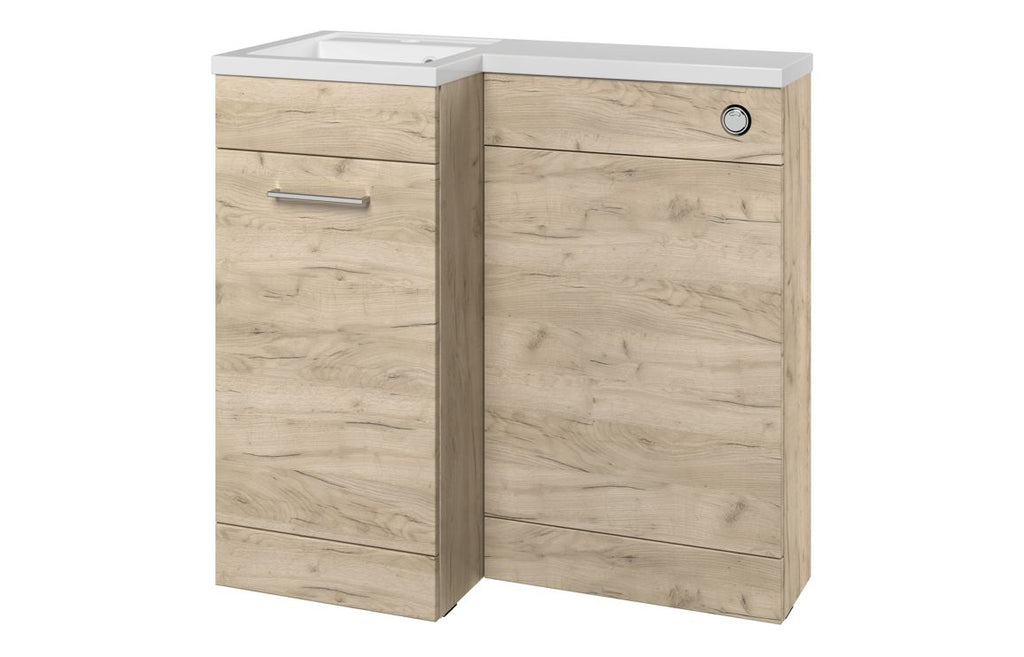 HOTT111696 - Venice 900mm F/S L-Shape Pack & Basin (LH) - Oak image
