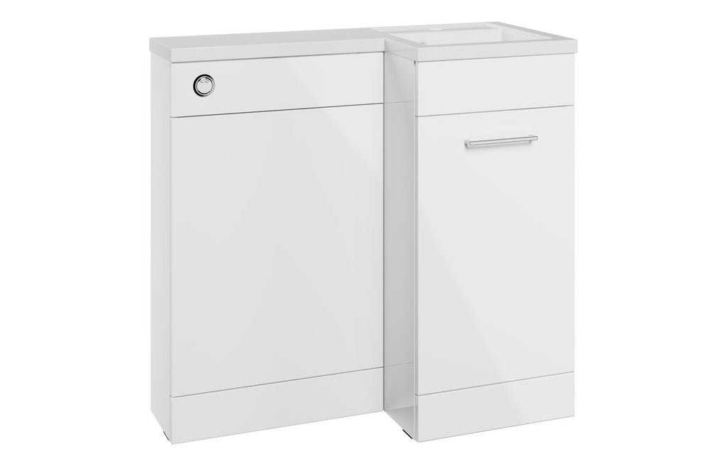 HOTT111688 - Venice 900mm F/S L-Shape Pack & Basin (RH) - White Gloss image