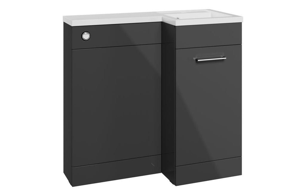 HOTT111694 - Venice 900mm F/S L-Shape Pack & Basin (RH) - Anthracite Gloss image
