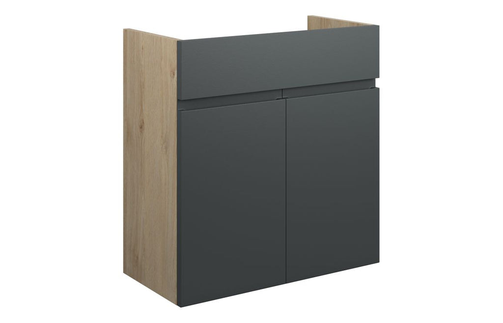 HOTT110053 - J Pull 600mm Standard Basin Unit - Matt Graphite Grey (Oak Cab) image