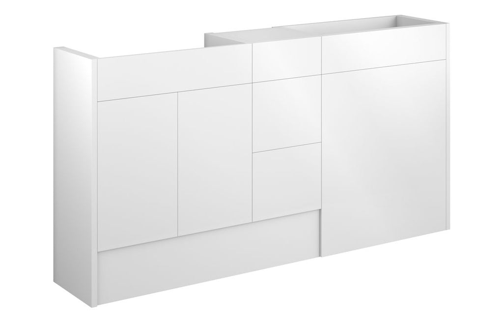 HOTT110444 - Elation 1536mm Standard Basin  WC & 3 Drawer Unit Pack - White Gloss (Oak Cab) image