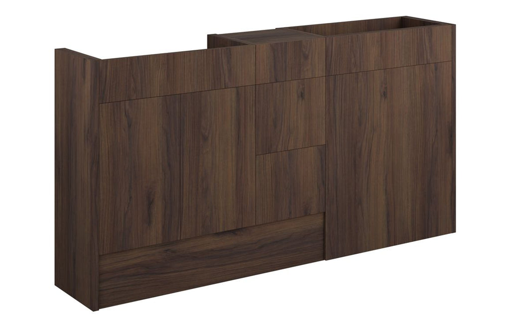 HOTT110869 - Elation 1536mm Standard Basin  WC & 3 Drawer Unit Pack - Warm Walnut (Grey Cab) image