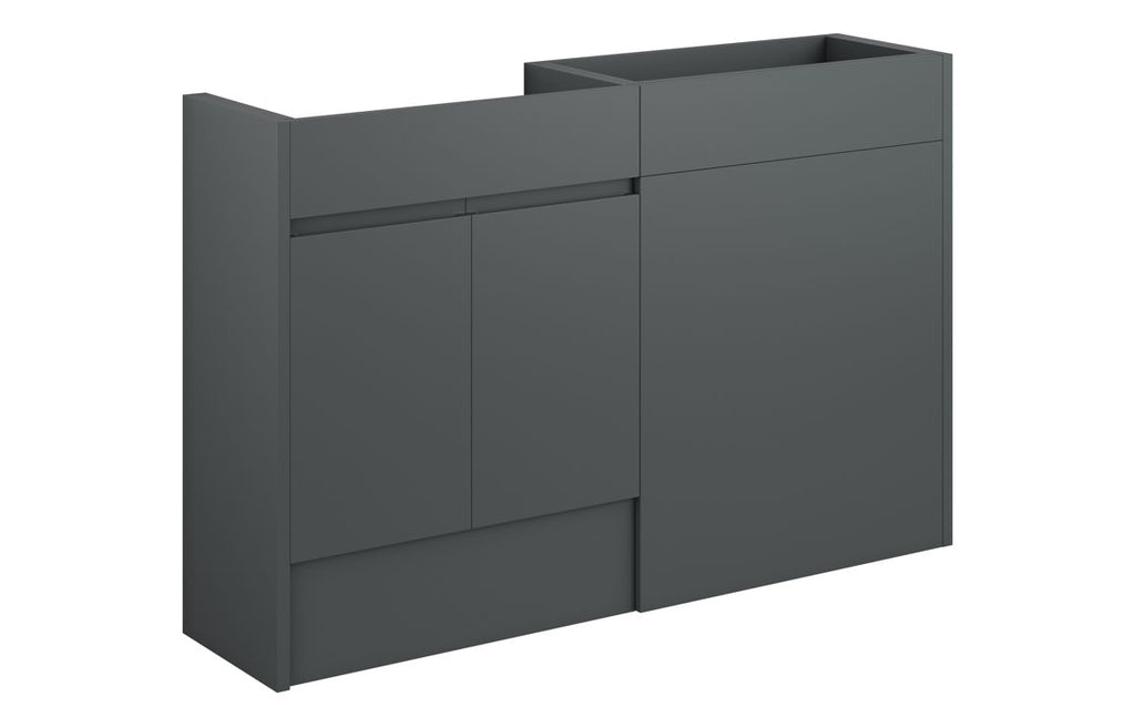 HOTT110077 - J Pull 1236mm Standard Basin & WC Unit Pack - Matt Graphite Grey (Oak Cab) image