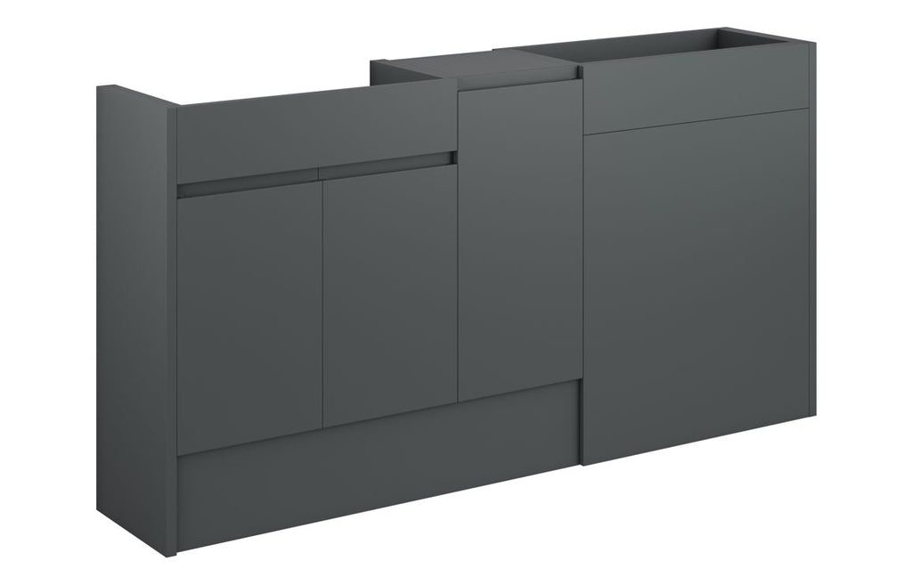 HOTT110082 - J Pull 1536mm Standard Basin  WC & 1 Door Unit Pack - Matt Graphite Grey (Grey Cab) image