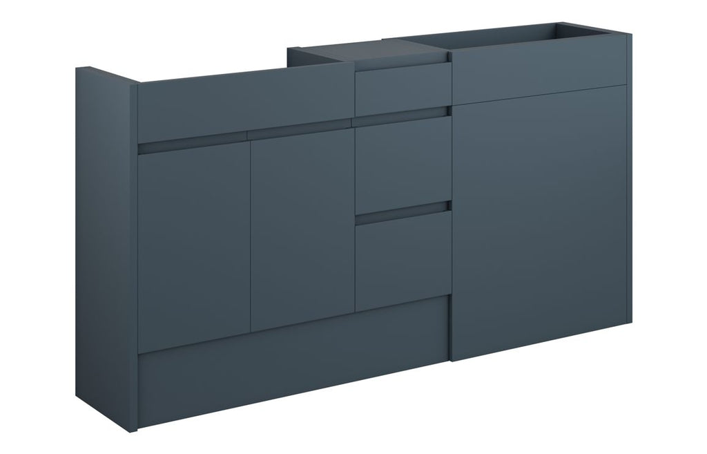 HOTT110373 - J Pull 1536mm Standard Basin  WC & 3 Drawer Unit Pack - Matt Arley Blue (Oak Cab) image