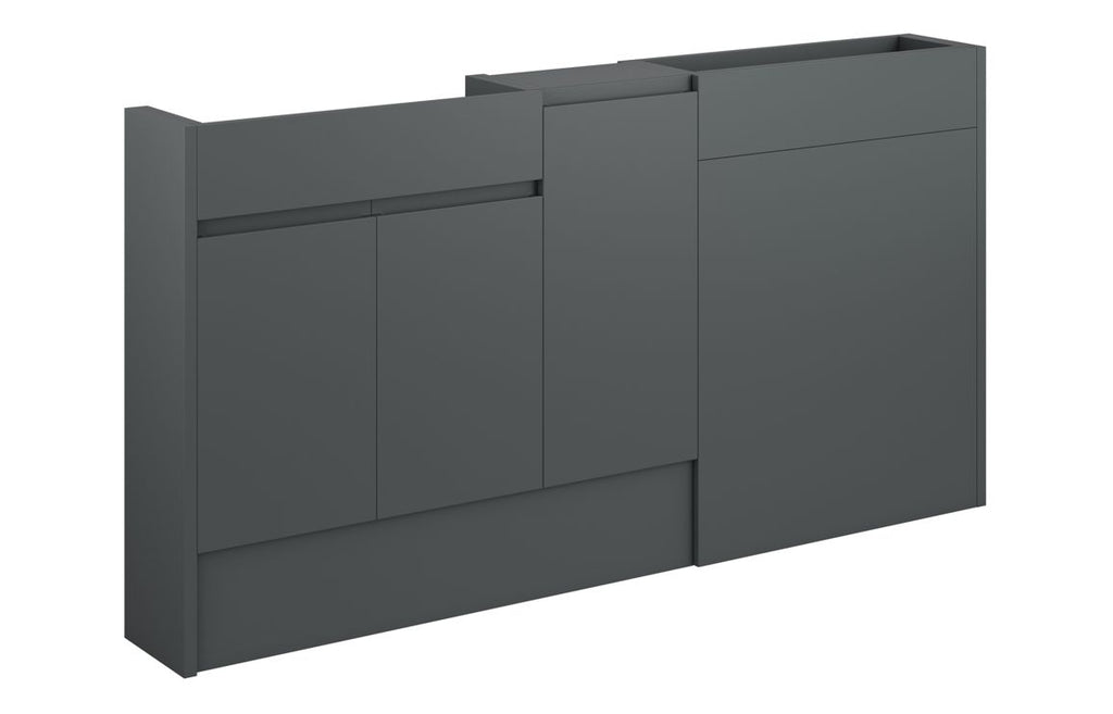 HOTT110086 - J Pull 1536mm Slim Basin  WC & 1 Door Unit Pack - Matt Graphite Grey (Oak Cab) image