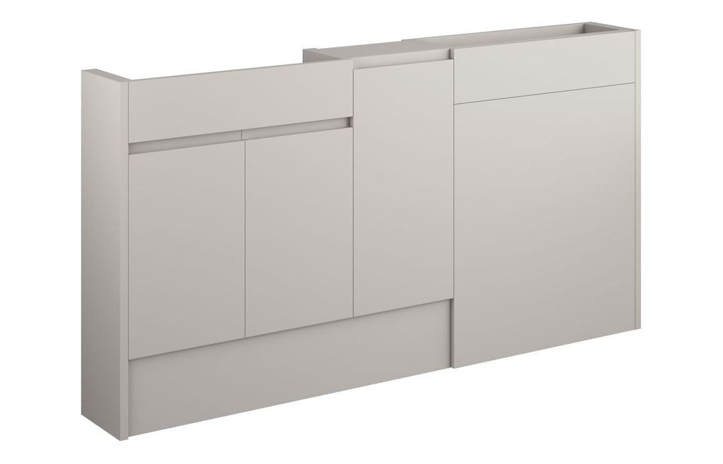HOTT110157 - J Pull 1536mm Slim Basin  WC & 1 Door Unit Pack - Matt Dove Grey (Oak Cab) image