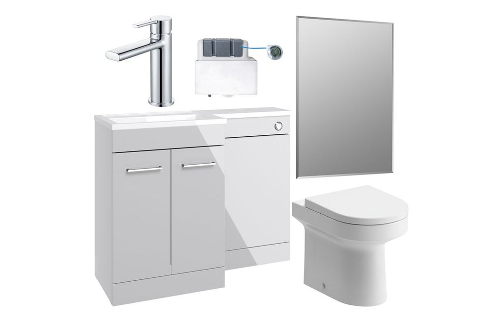 HOTT111616 - Venice 1000mm Furniture & BTW WC Pack - Grey Gloss (RH) image