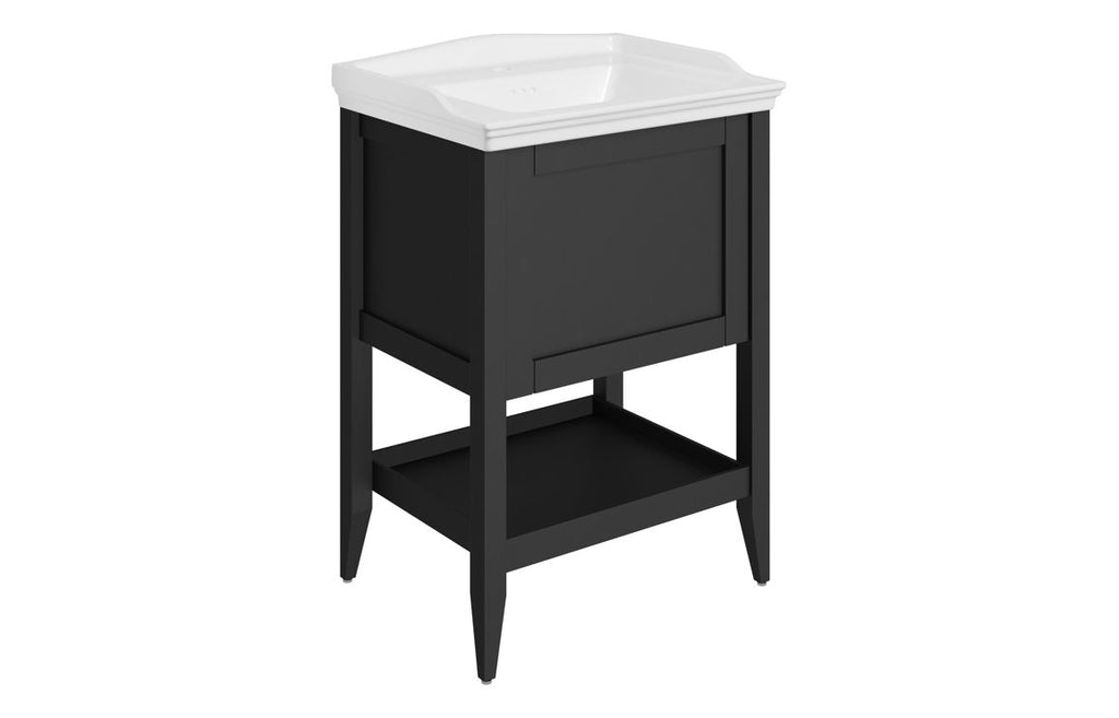 HOTT116032 - Ratara 650mm Floor Standing 1 Drawer Basin Unit w/Basin - Matt Anthracite image
