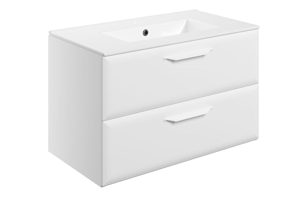 HOTT116136 - Kikio 815mm Wall Hung 2 Drawer Basin Unit w/1TH Basin - Matt White image