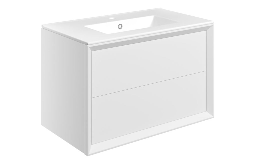 HOTT116159 - Stance 810mm Wall Hung 2 Drawer Basin Unit & 1TH Thin Edge Basin - Matt White image